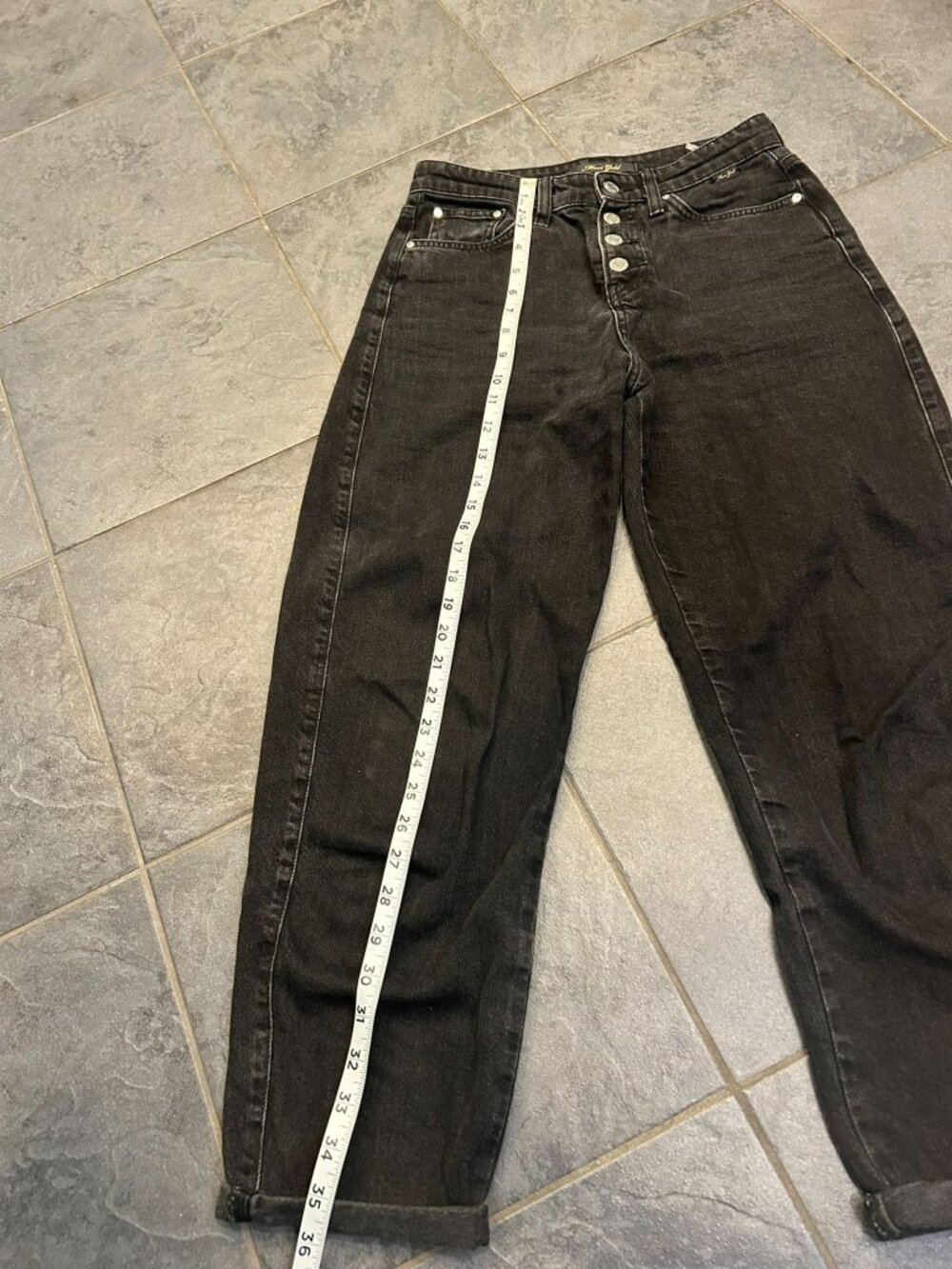 Mavi Gold Button Fly Black Jeans Women 26/27 High Waist 100% Cotton